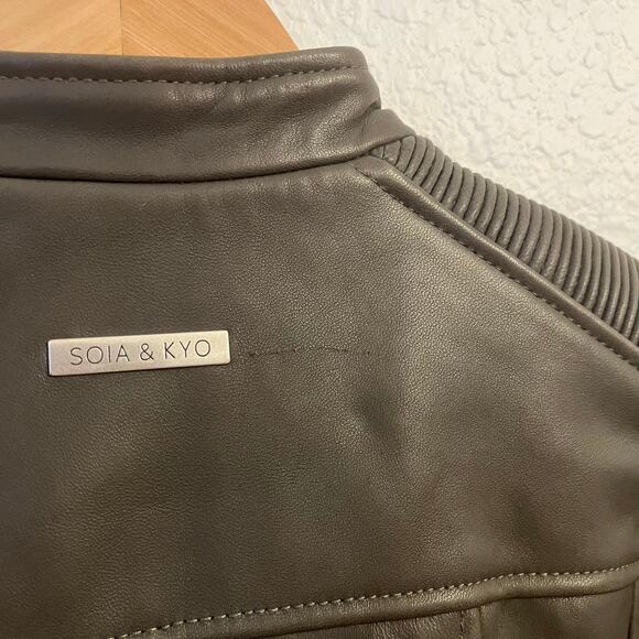 Soia & Kyo Gray Leather Jacket Size Small Genuine Lambskin - Picture 14 of 16